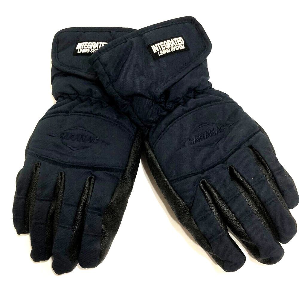 SARANAC Womens Black Winter Gloves Integrated Lining Sled Snow Work Insulated‎ L